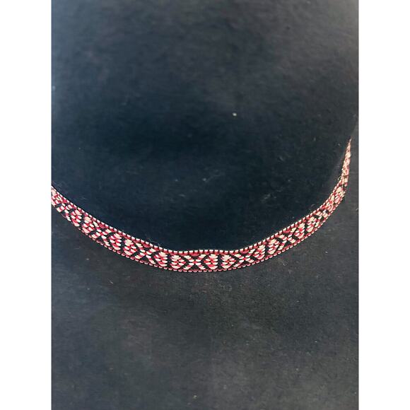 American Eagle Floppy Rancher Hat Navy Blue Red White Design One Size 100% Wool - Picture 2 of 4